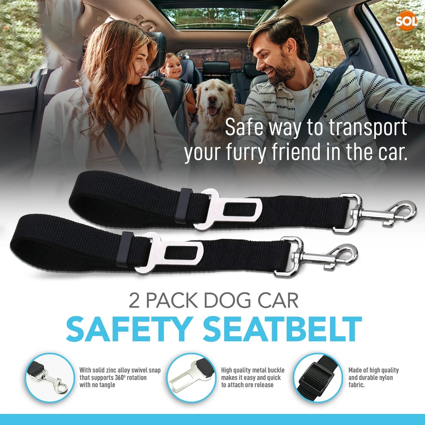 Hot Selling Retractable Safety Rope Car Safety Buckle Dog Leash Pet Safety Belt Dog Car Seat Belt