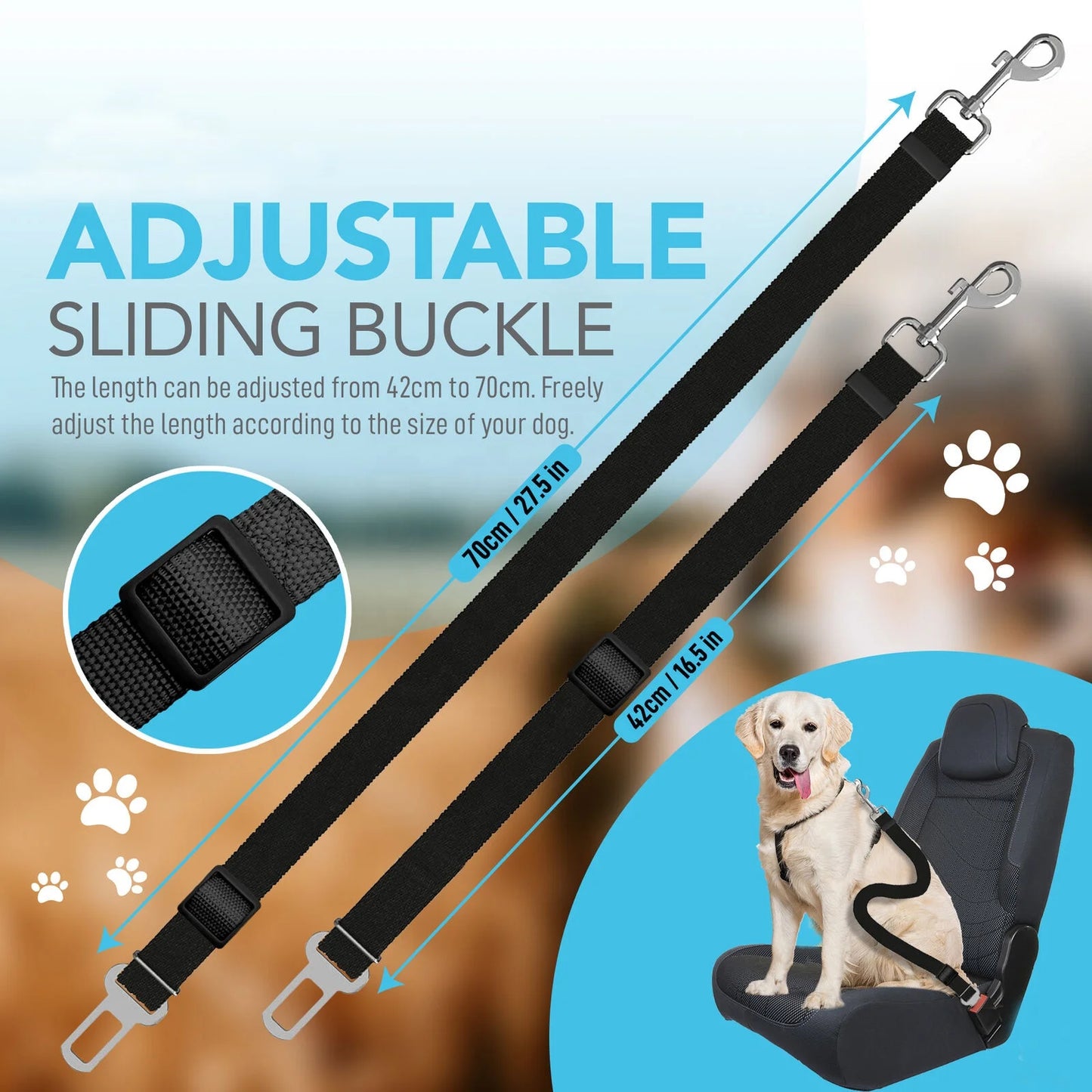 Hot Selling Retractable Safety Rope Car Safety Buckle Dog Leash Pet Safety Belt Dog Car Seat Belt