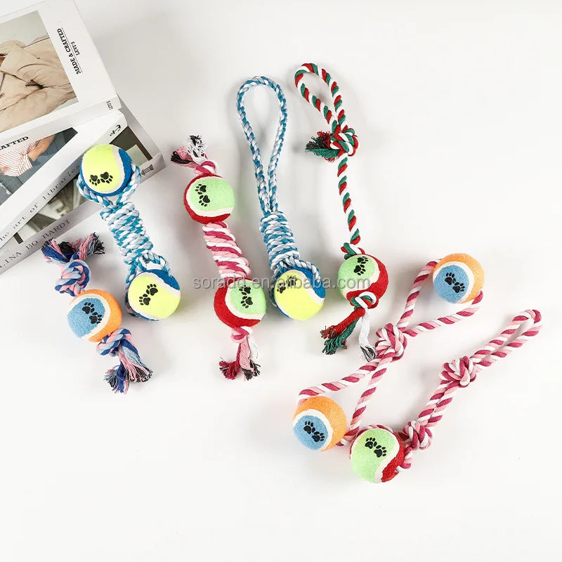 Durable Nylon Dog Interactive Dumbbell Shaped Knot Rope Combination Aggressive Dog Rope Toy Molar CHEW Toy Cotton Dog Toy Rope